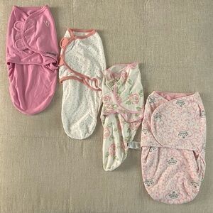 Pink Velcro Swaddles - Set of 4